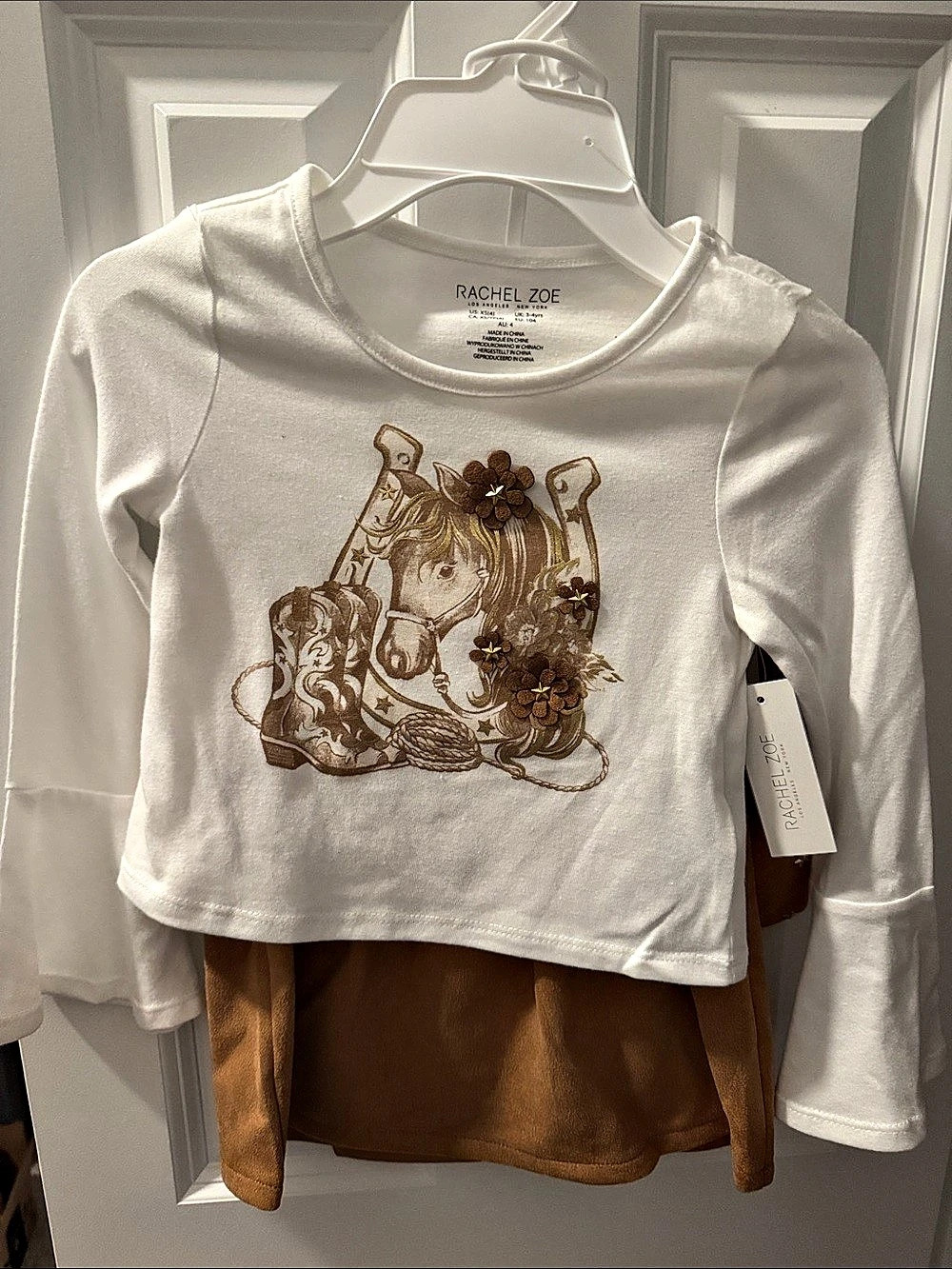 Rachel Zoe Girls Size 4T White & Brown Matching Set NWT
